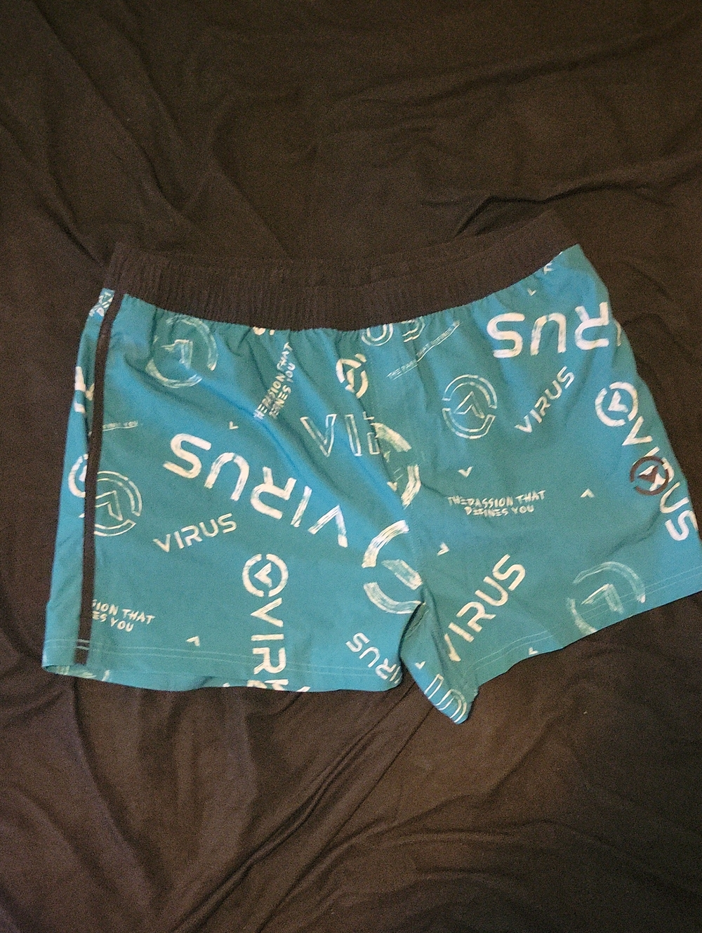 Virus Teal Logo Print Men’s Active Trunks